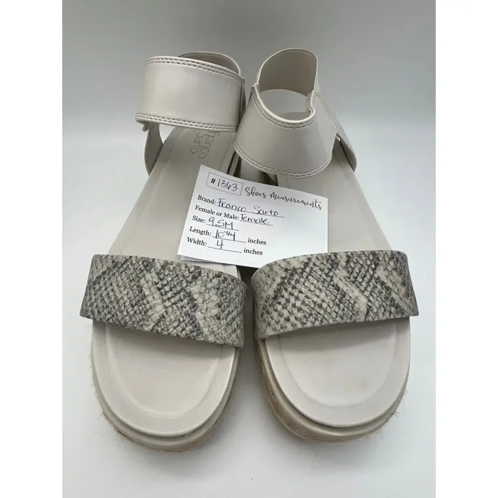 Franco Sarto Tinaka White & Gray Snakeskin Espadrille Sandals Shoes Size 9.5M